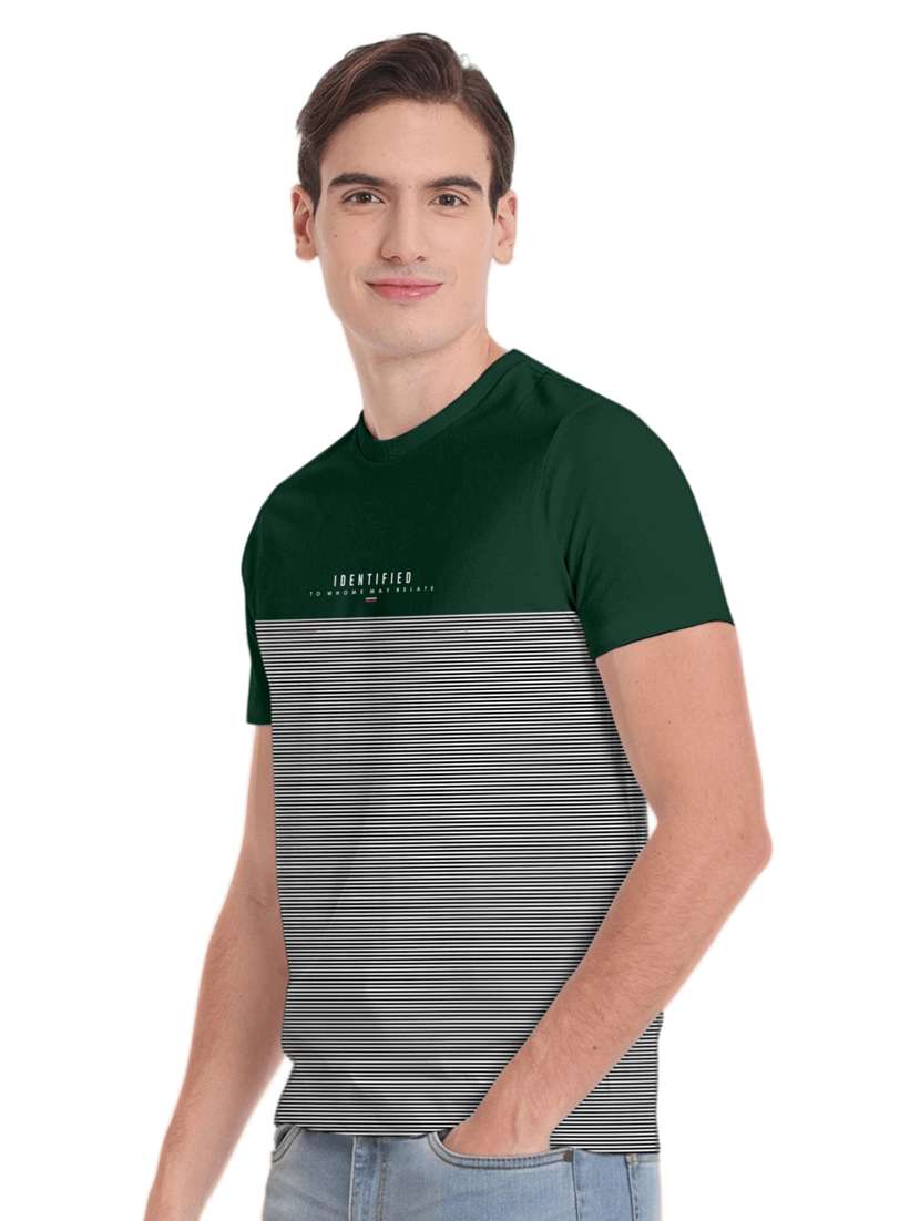 men crew neck colour block printed t-shirt - 19662151 -  Standard Image - 1