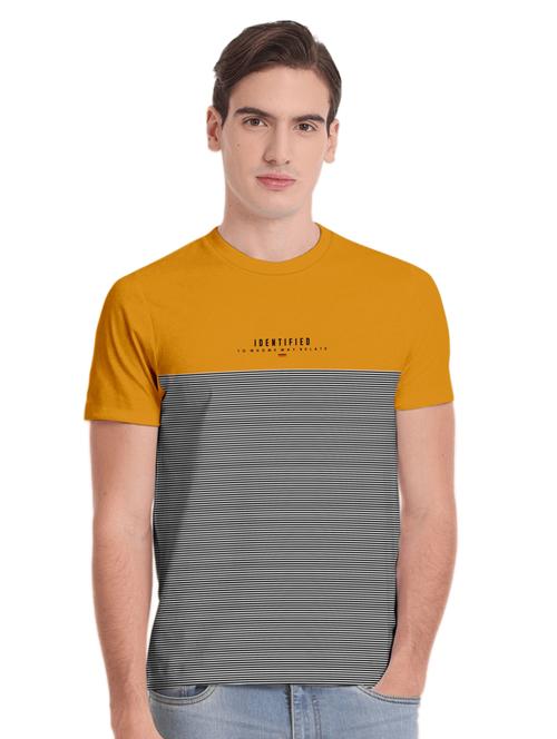 men crew neck colour block printed t-shirt - 19662156 - Standard Image - 0