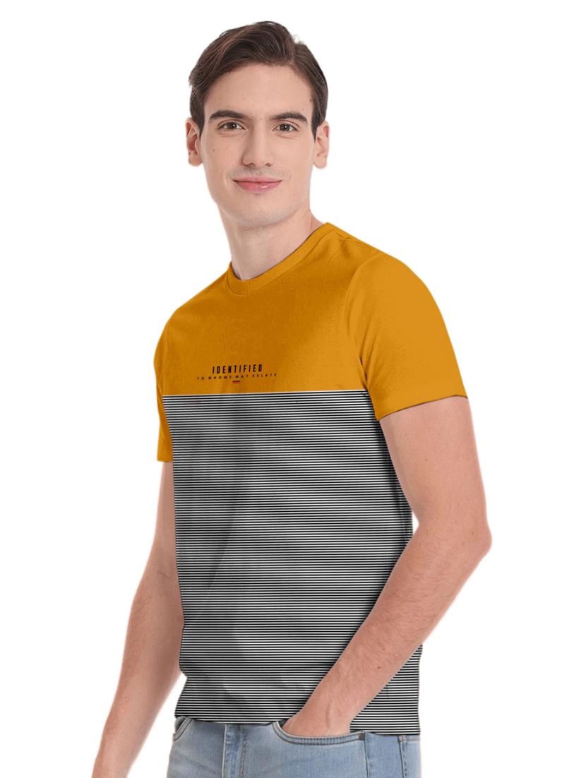 men crew neck colour block printed t-shirt - 19662156 - Standard Image - 1
