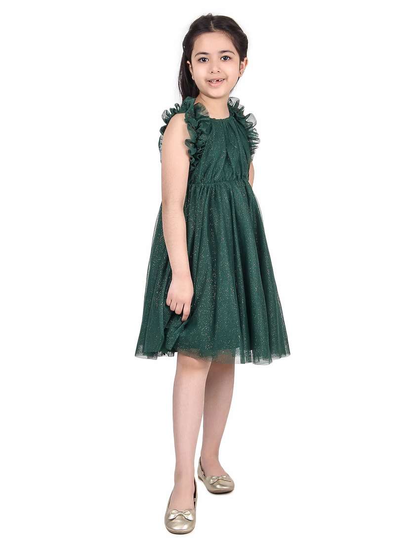 girls round neck cap sleeve frock - 19662331 -  Standard Image - 1
