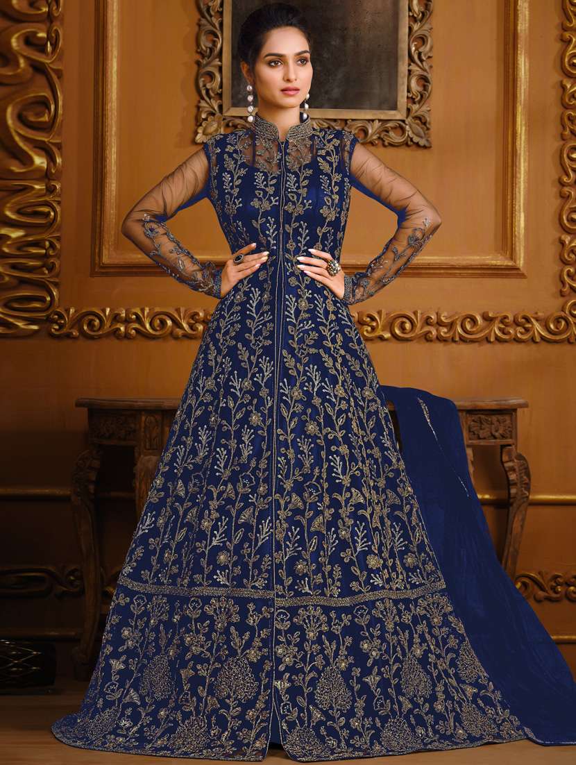 embroidered semi-stitched suit set