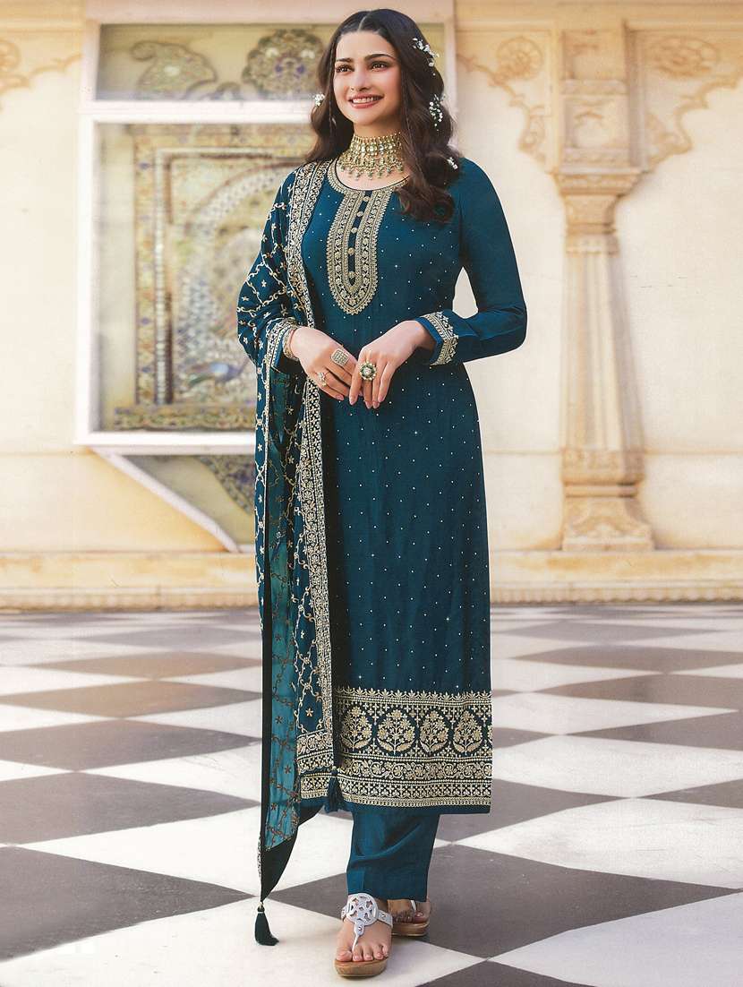 embroidered semi-stitched suit set