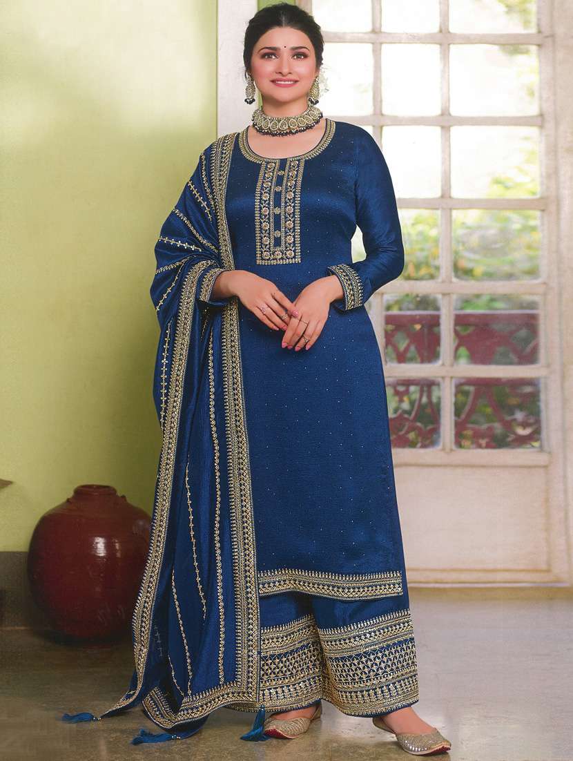 embroidered semi-stitched suit set