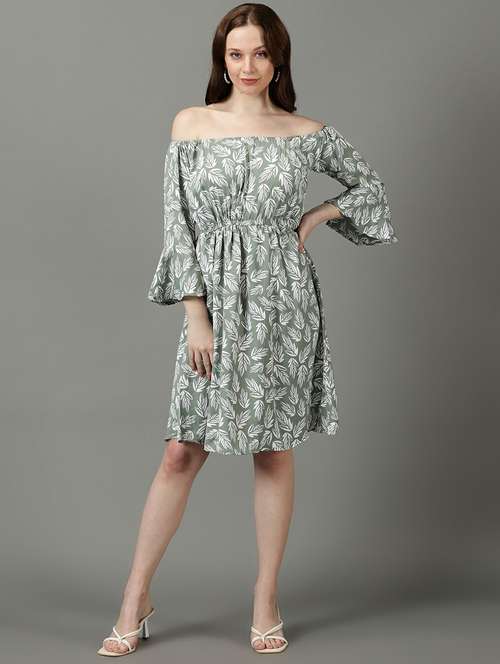 women's fit & flare leaf print dress - 19662530 -  Standard Image - 0