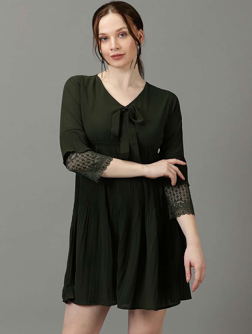 women's fit & flare solid dress
