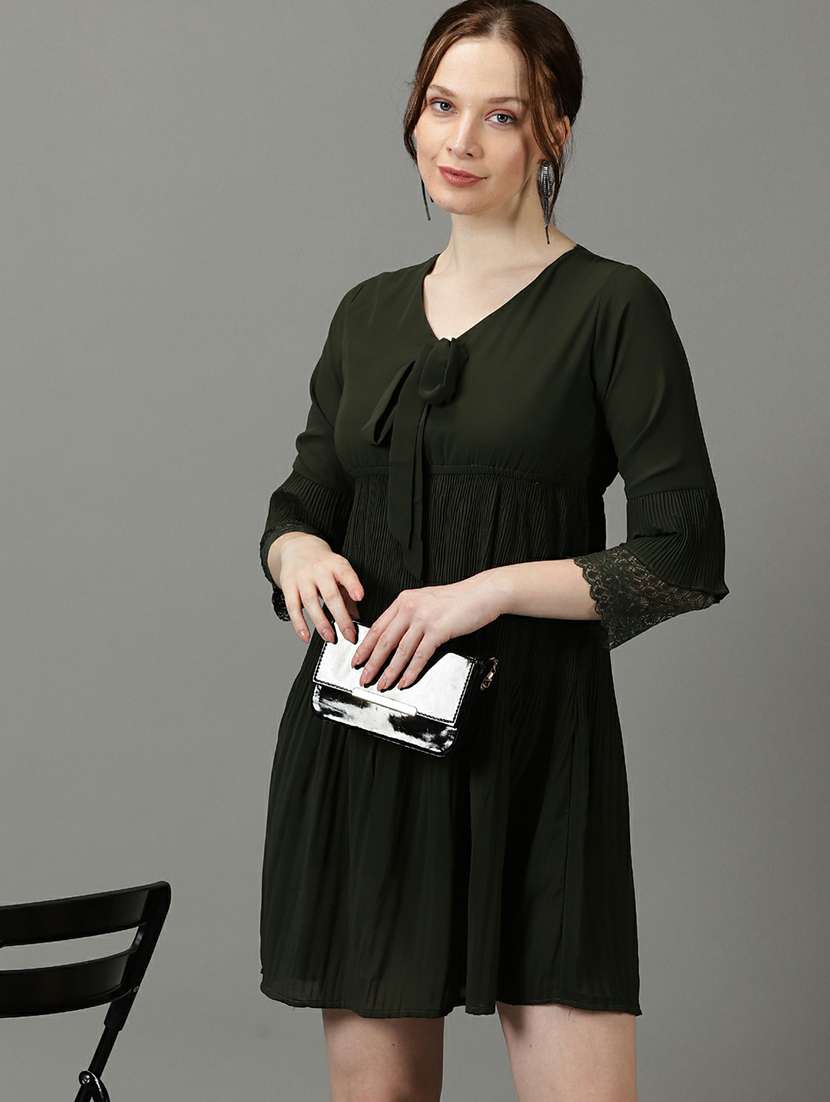 women's fit & flare solid dress - 19662535 -  Standard Image - 1