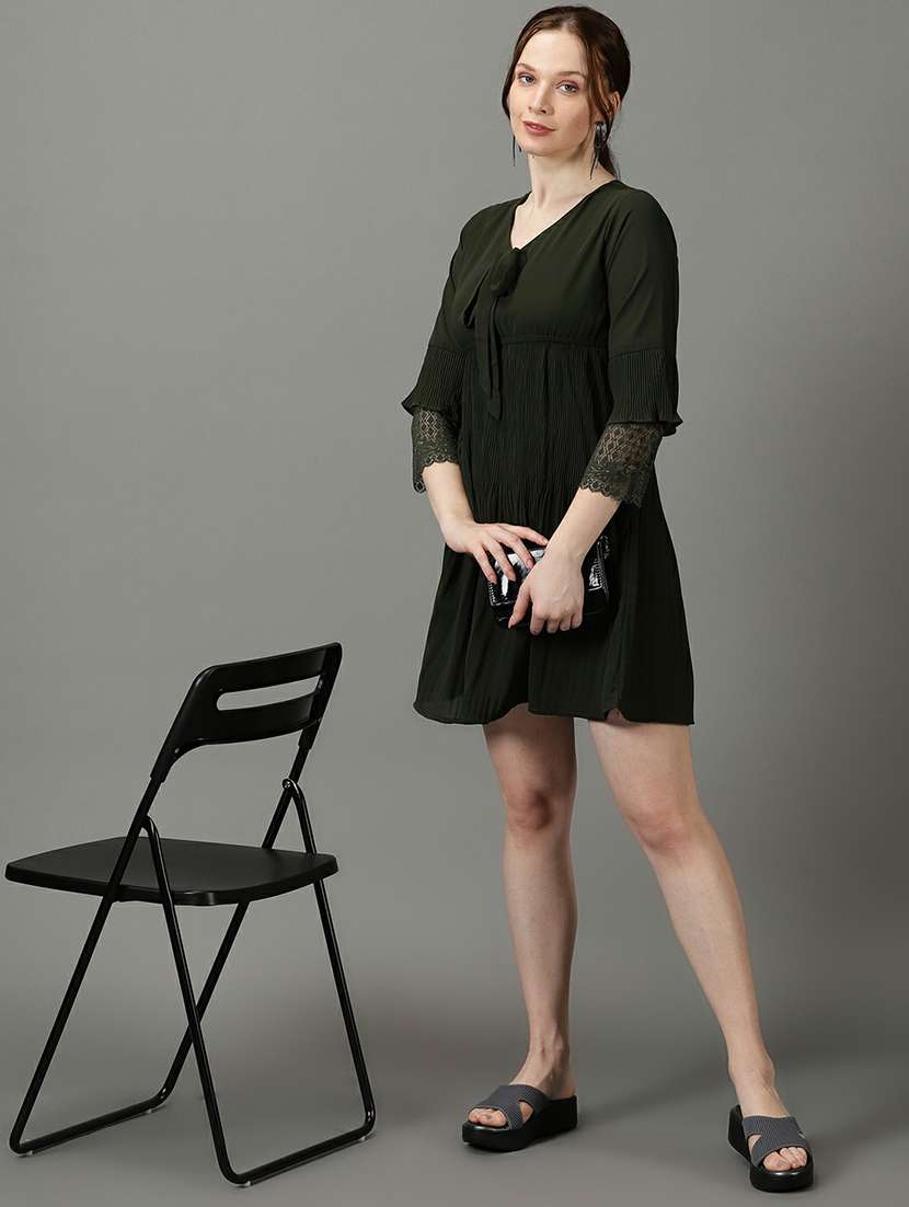 women's fit & flare solid dress - 19662535 -  Standard Image - 4
