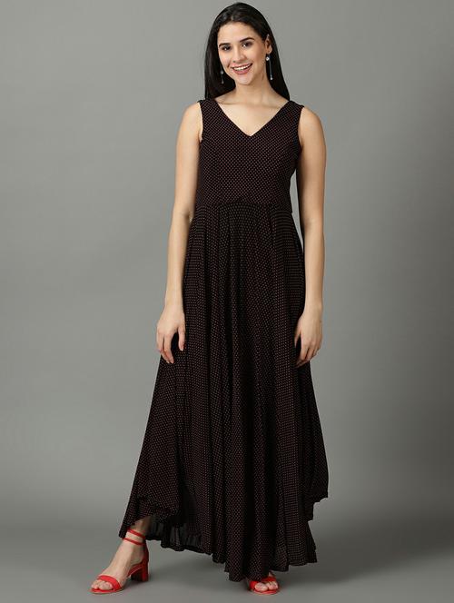 v neck printed gown dress - 19662572 -  Standard Image - 0
