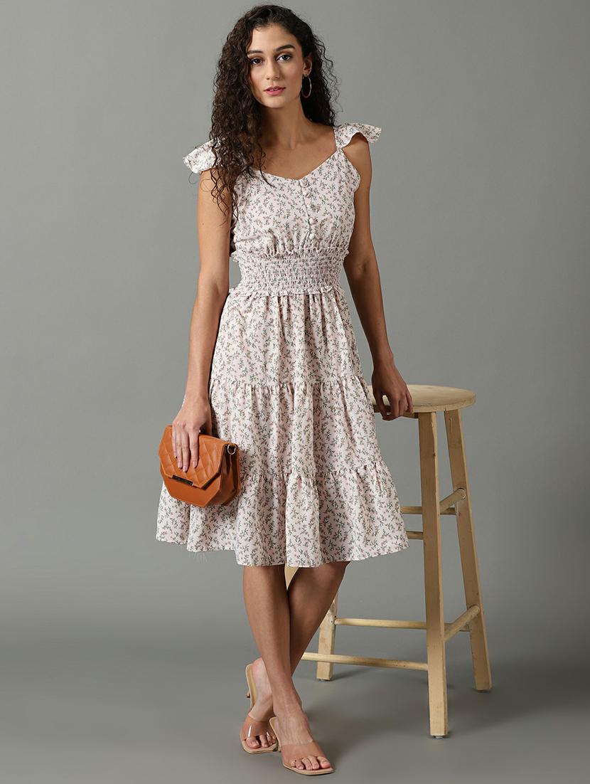 v neck printed tiered dress - 19662573 - Standard Image - 4