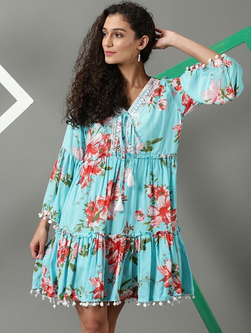 women's tiered dress floral dress - 19662585 - Standard Image - 1