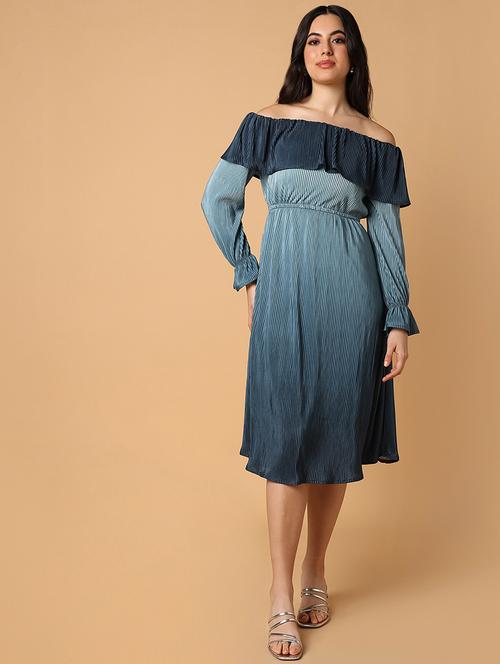 off shoulder solid drop waist dress - 19662587 - Standard Image - 0