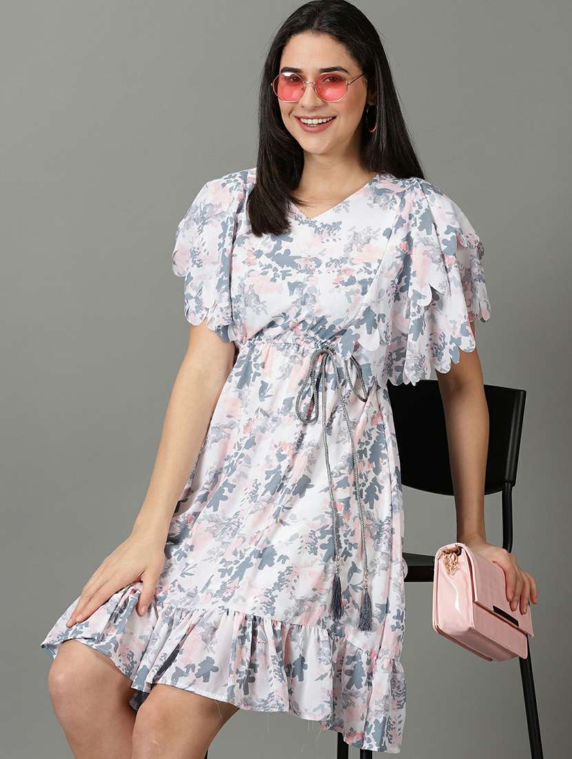 v neck printed drop waist dress - 19662592 -  Standard Image - 1