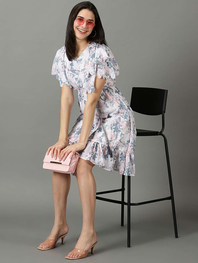 v neck printed drop waist dress - 19662592 -  Standard Image - 4
