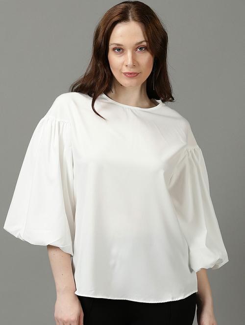 round neck solid regular top - 19662646 -  Standard Image - 0