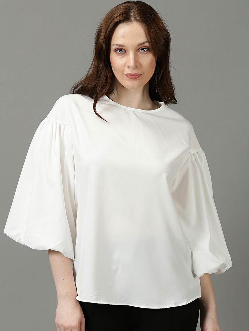 round neck solid regular top - 19662646 -  Zoom Image - 0