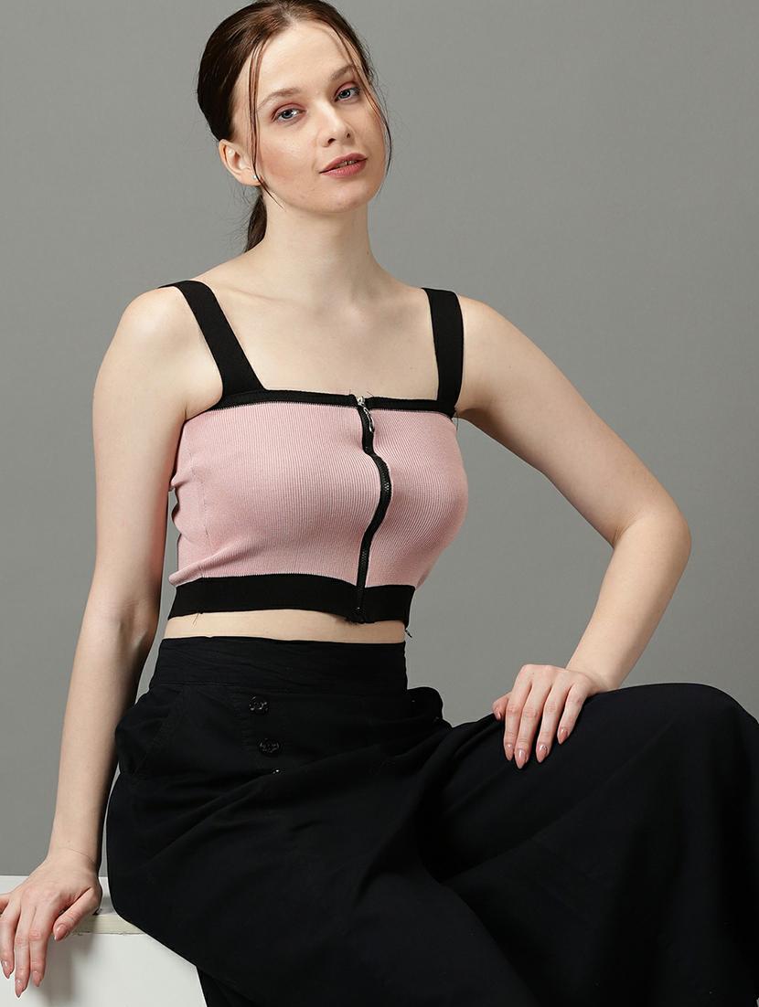camisole neck solid crop top - 19662647 -  Standard Image - 1