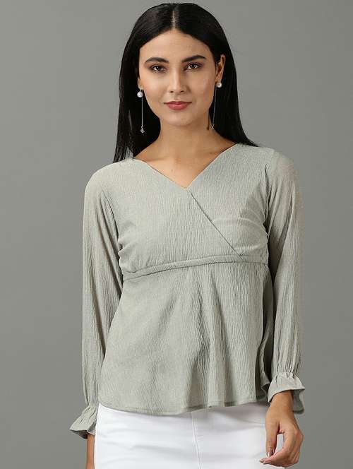 women's peplum overlap neck top - 19662659 - Standard Image - 0