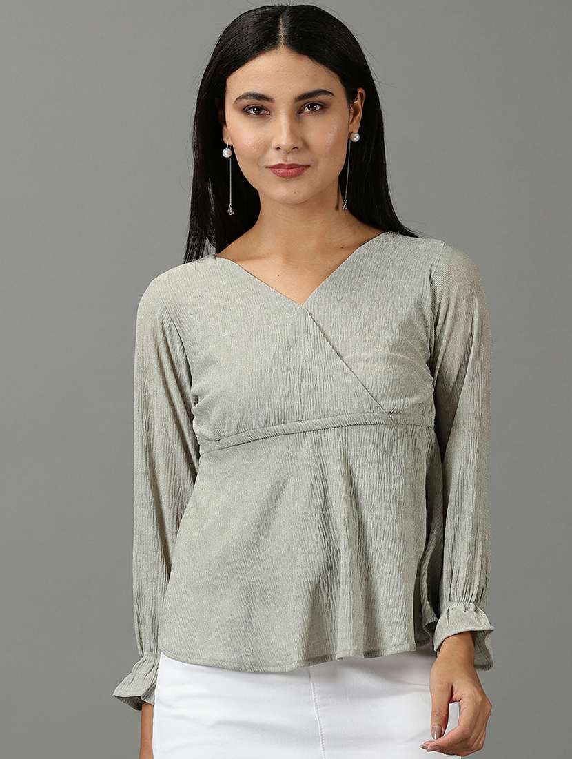 women's peplum overlap neck top - 19662659 - Zoom Image - 0