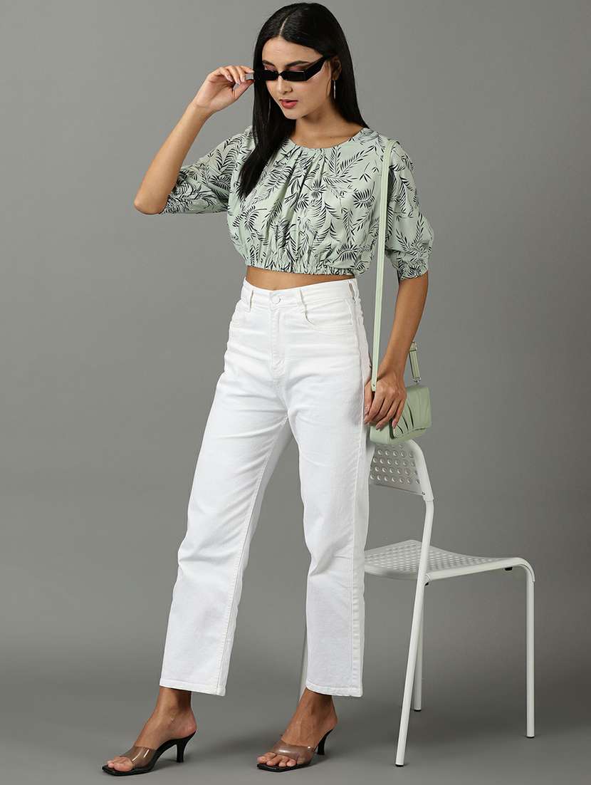 women's crop round neck top - 19662660 -  Standard Image - 4