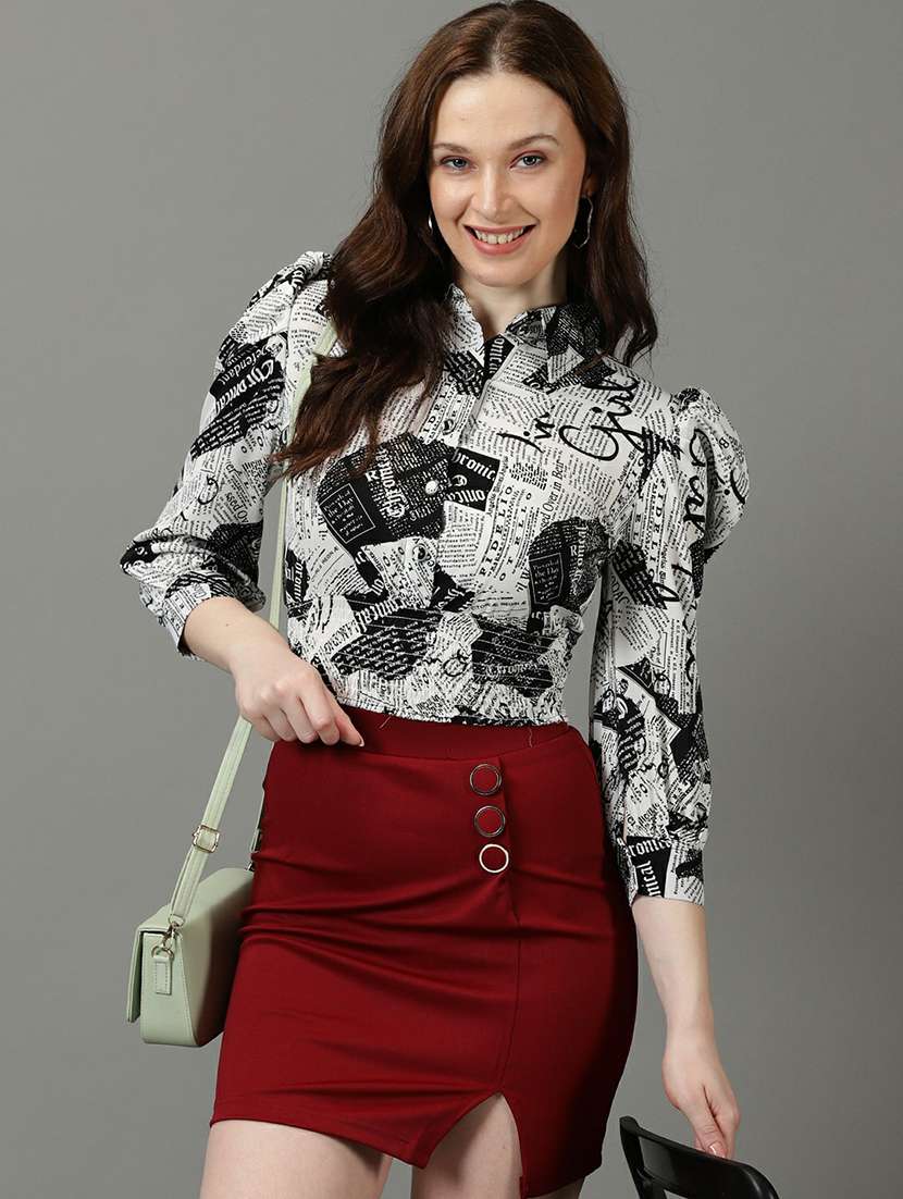 women's blouson collared top - 19662667 -  Standard Image - 1