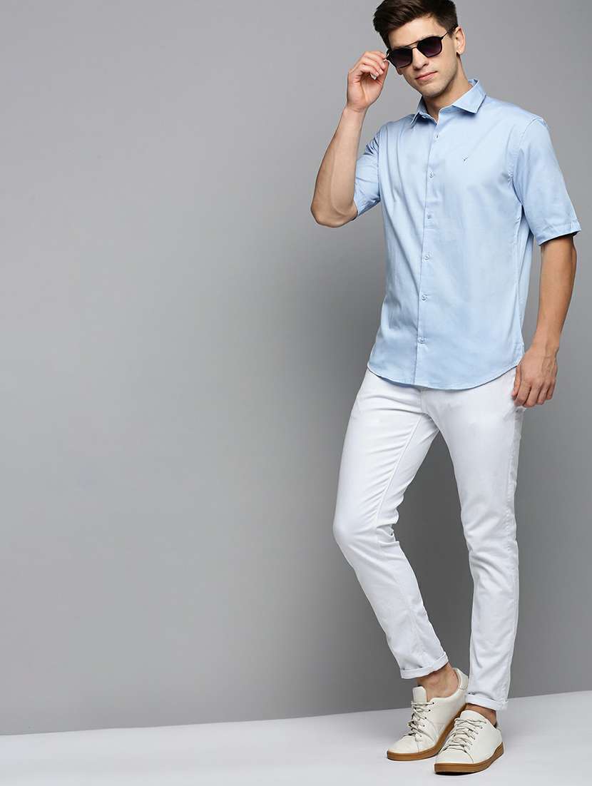 blue cotton casual shirt - 19662701 - Standard Image - 4