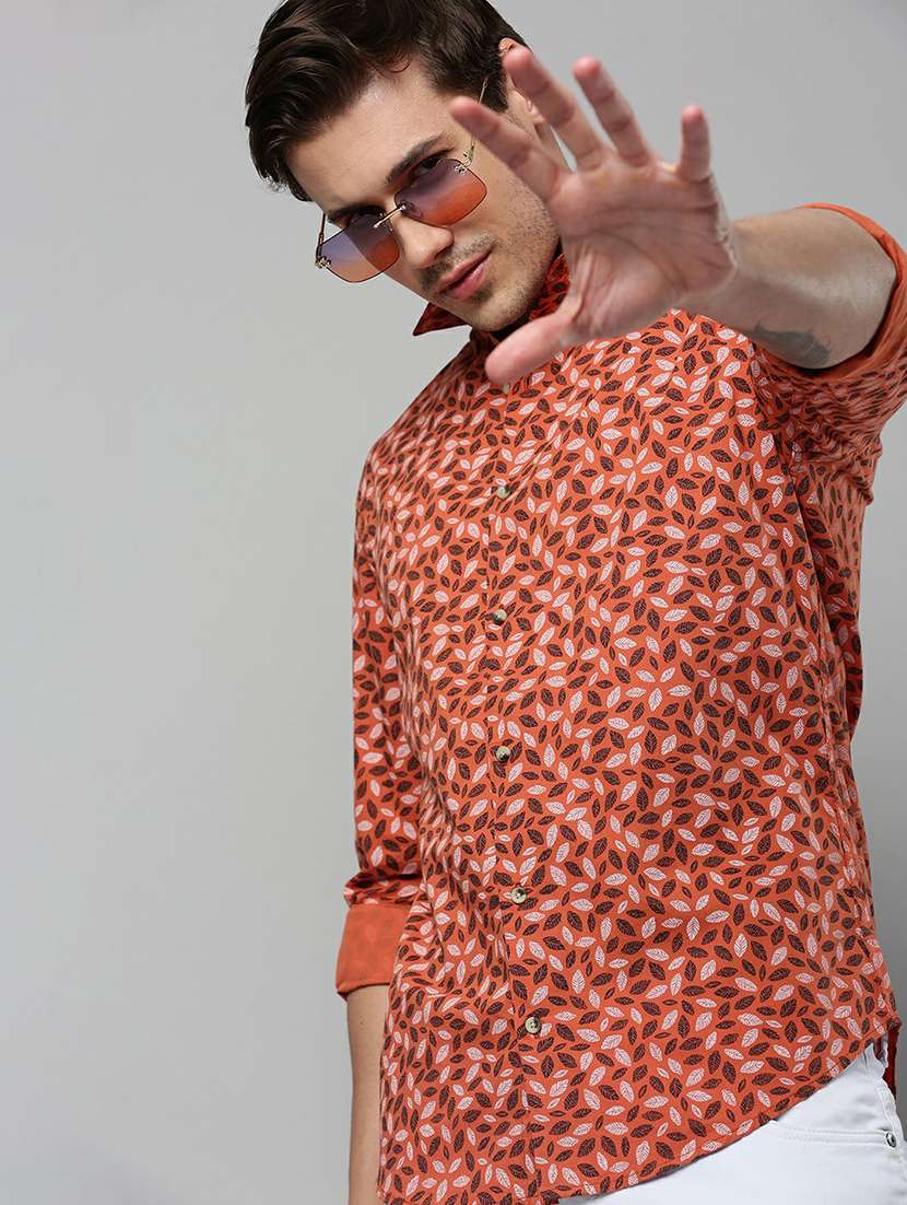 mens leaf print casual shirt - 19662745 -  Standard Image - 1