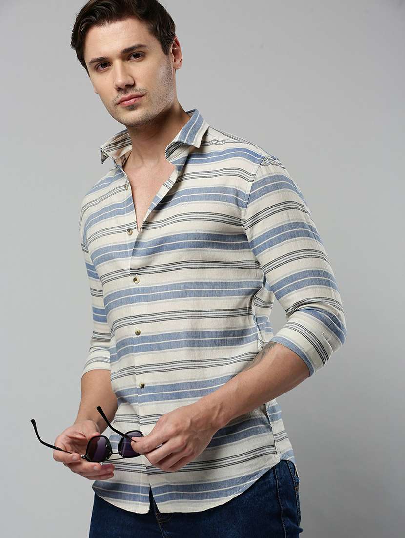 men striped long sleeve regular fit casual shirt - 19662760 -  Standard Image - 1