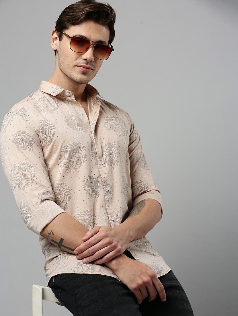 mens leaf print casual shirt - 19662786 - Standard Image - 1