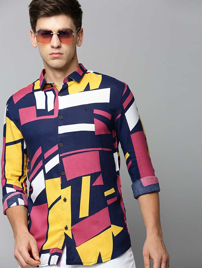 mens geometric casual shirt - 19662795 -  Standard Image - 1