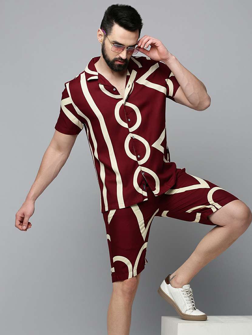 showoff men's short sleeves printed co-ords set - 19662873 - Standard Image - 1