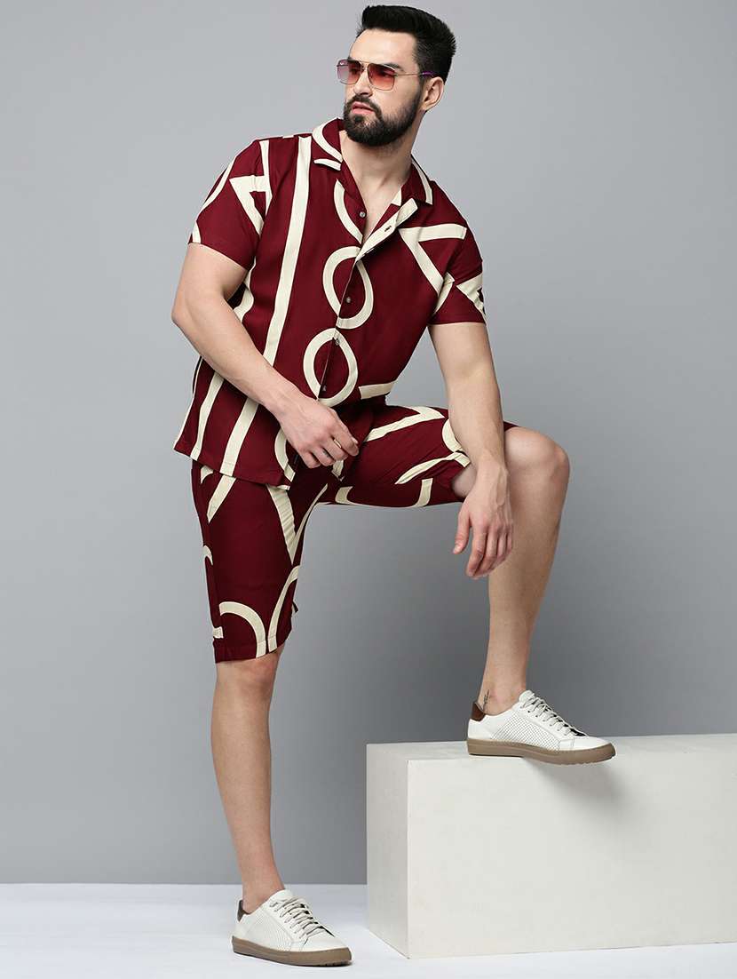 showoff men's short sleeves printed co-ords set - 19662873 - Standard Image - 4