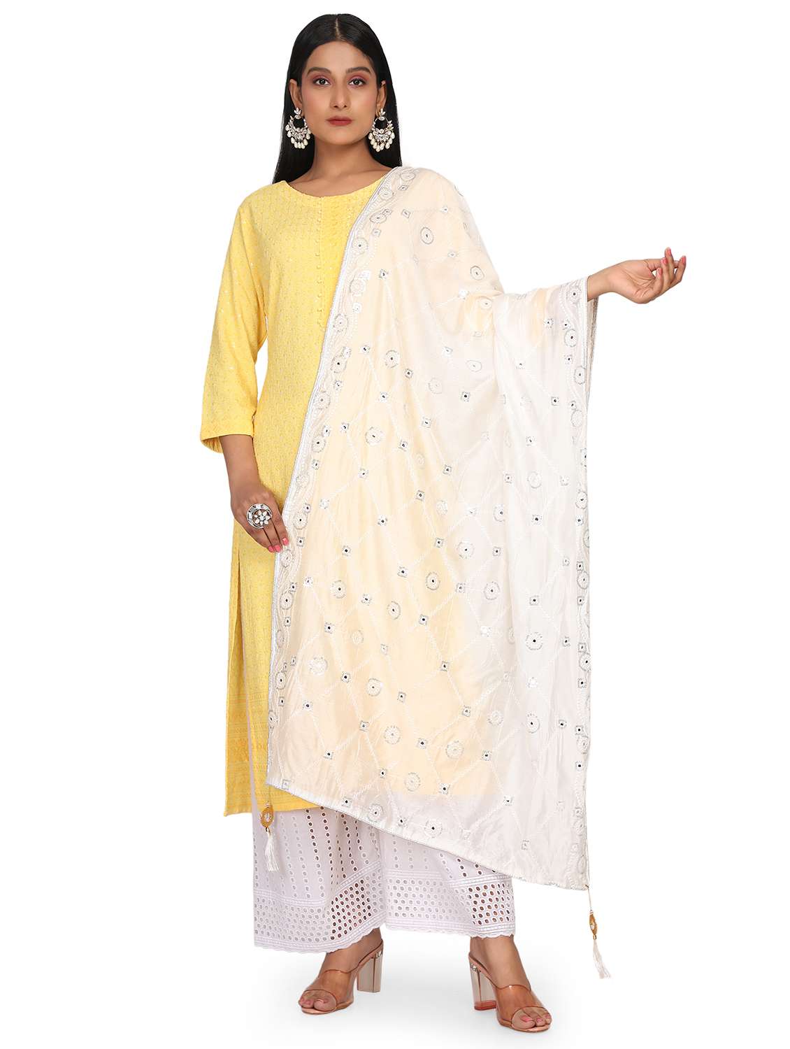 self design embroidered dupatta