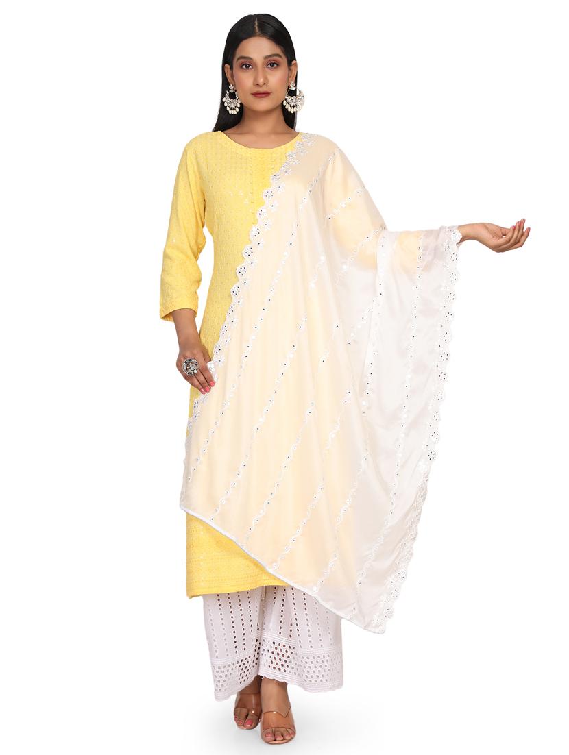 self design embroidered dupatta - 19662944 -  Zoom Image - 0