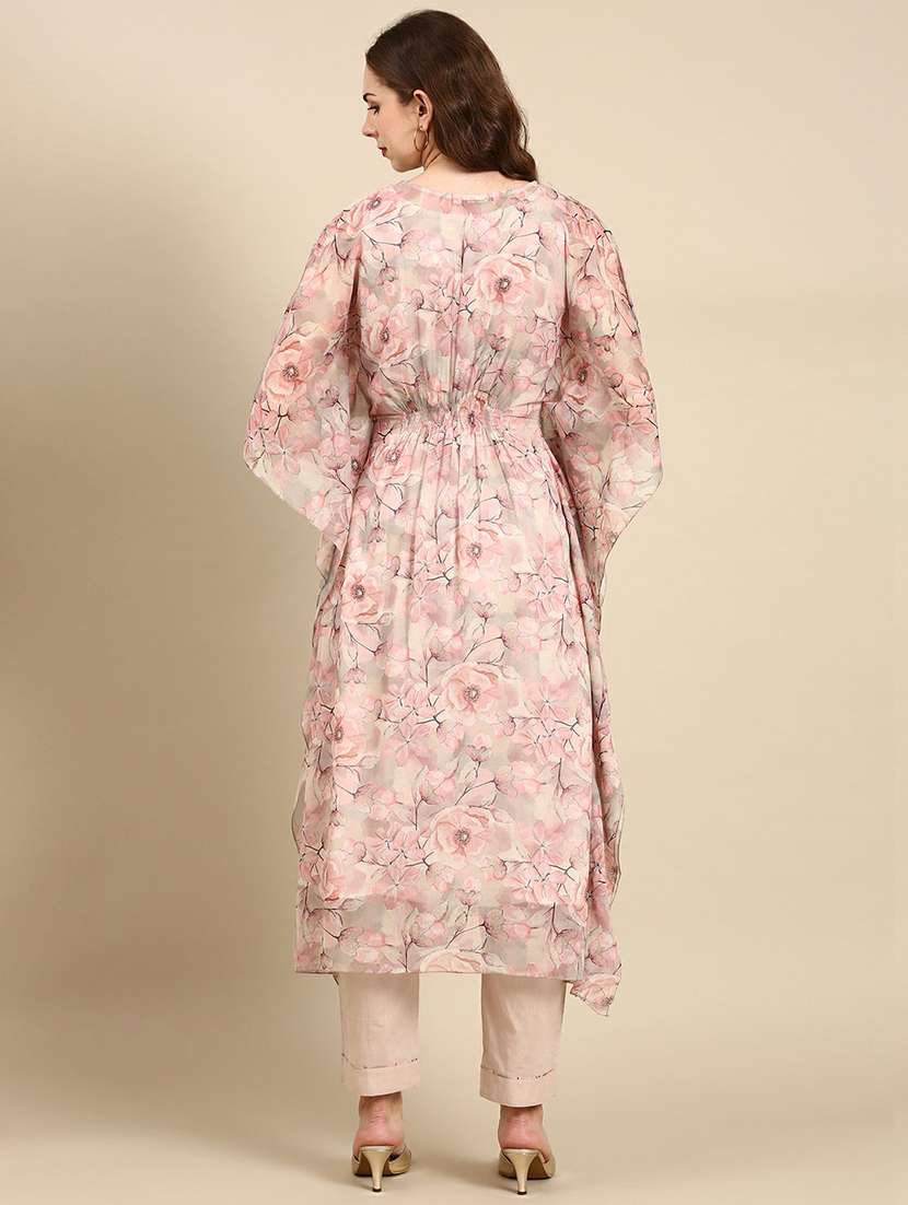 women floral printed v neck kaftan set - 19664978 -  Standard Image - 4