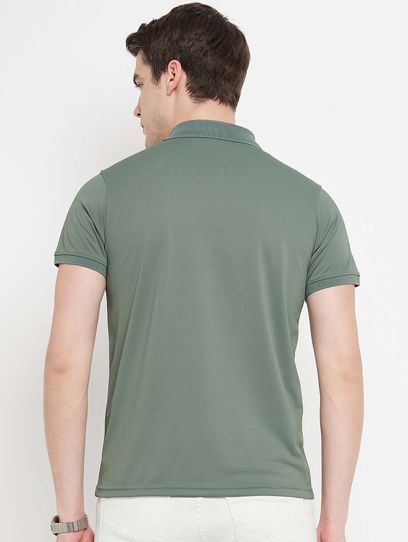 green solid cotton polo t-shirt - 19665277 -  Standard Image - 1