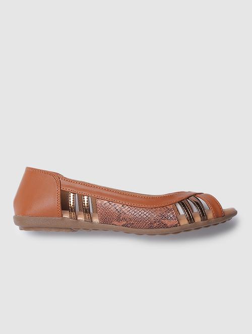 tan faux leather ballerina - 19665795 -  Standard Image - 0