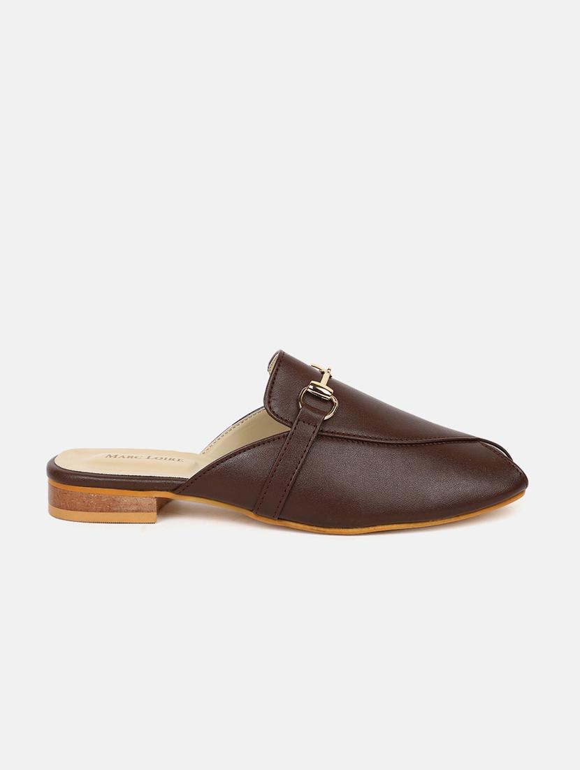 brown synthetic slip on sandals - 19665849 - Standard Image - 1