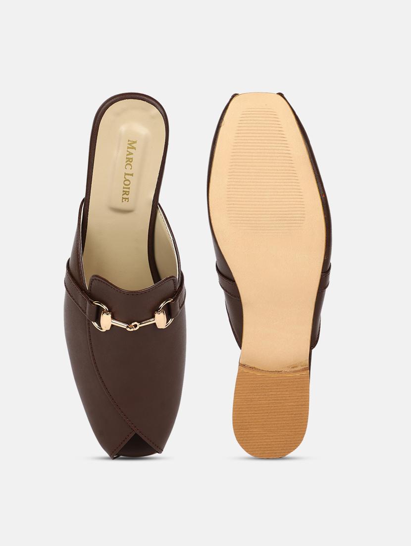 brown synthetic slip on sandals - 19665849 - Standard Image - 4