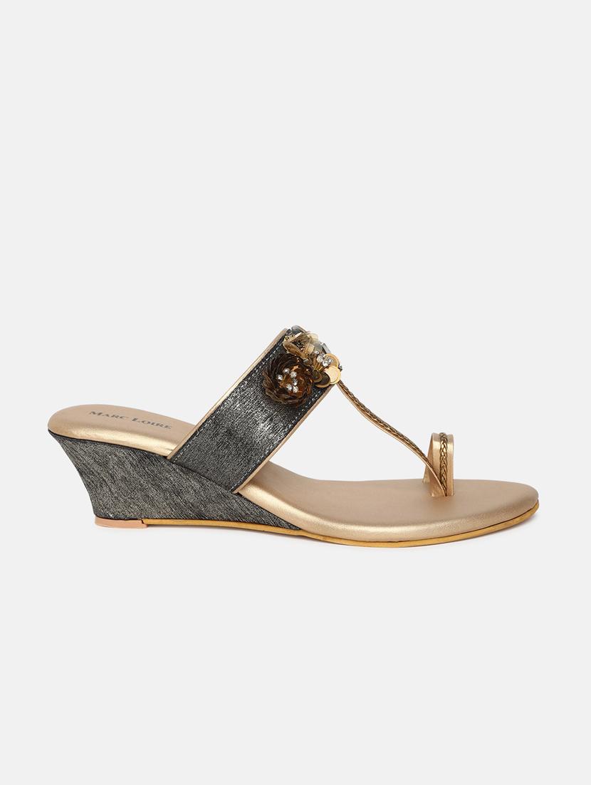 black pu slip on sandals - 19665856 -  Standard Image - 1