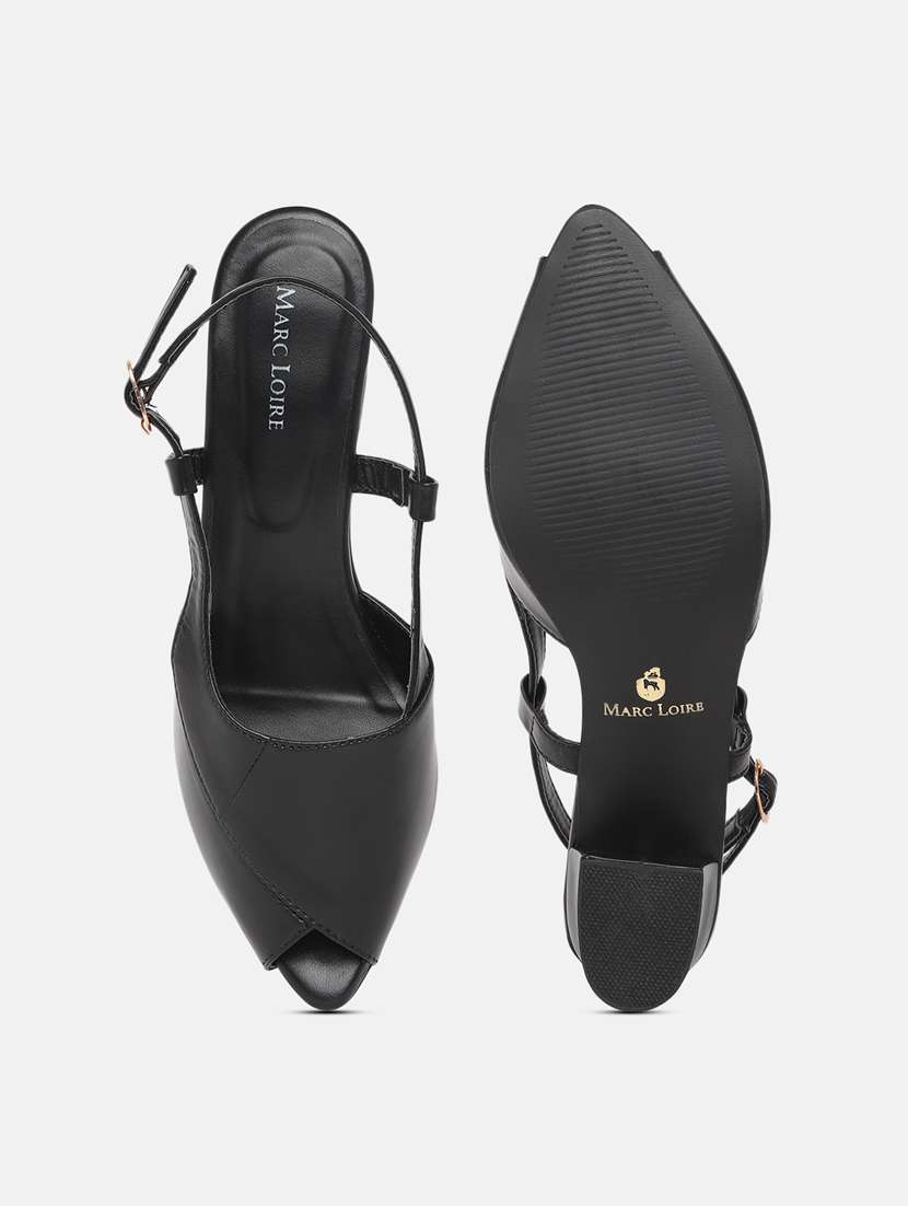 black synthetic back strap sandals - 19665859 -  Standard Image - 4