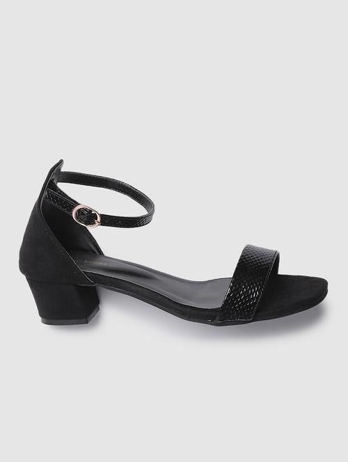 black faux leather back strap sandals - 19665877 - Standard Image - 0