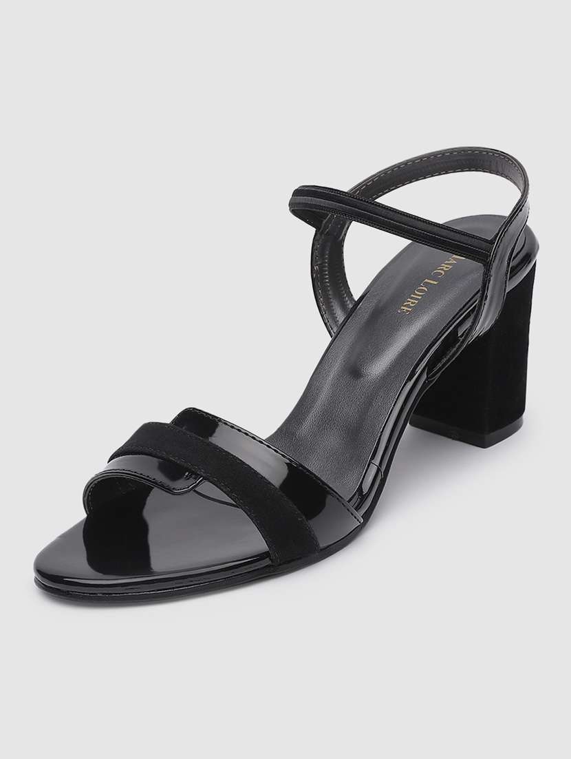 black faux leather back strap sandals - 19665879 - Standard Image - 1