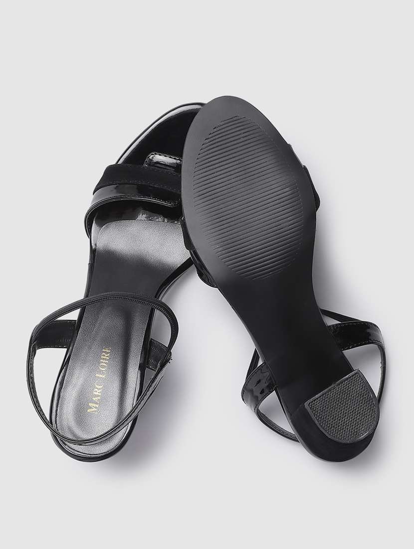 black faux leather back strap sandals - 19665879 - Standard Image - 4