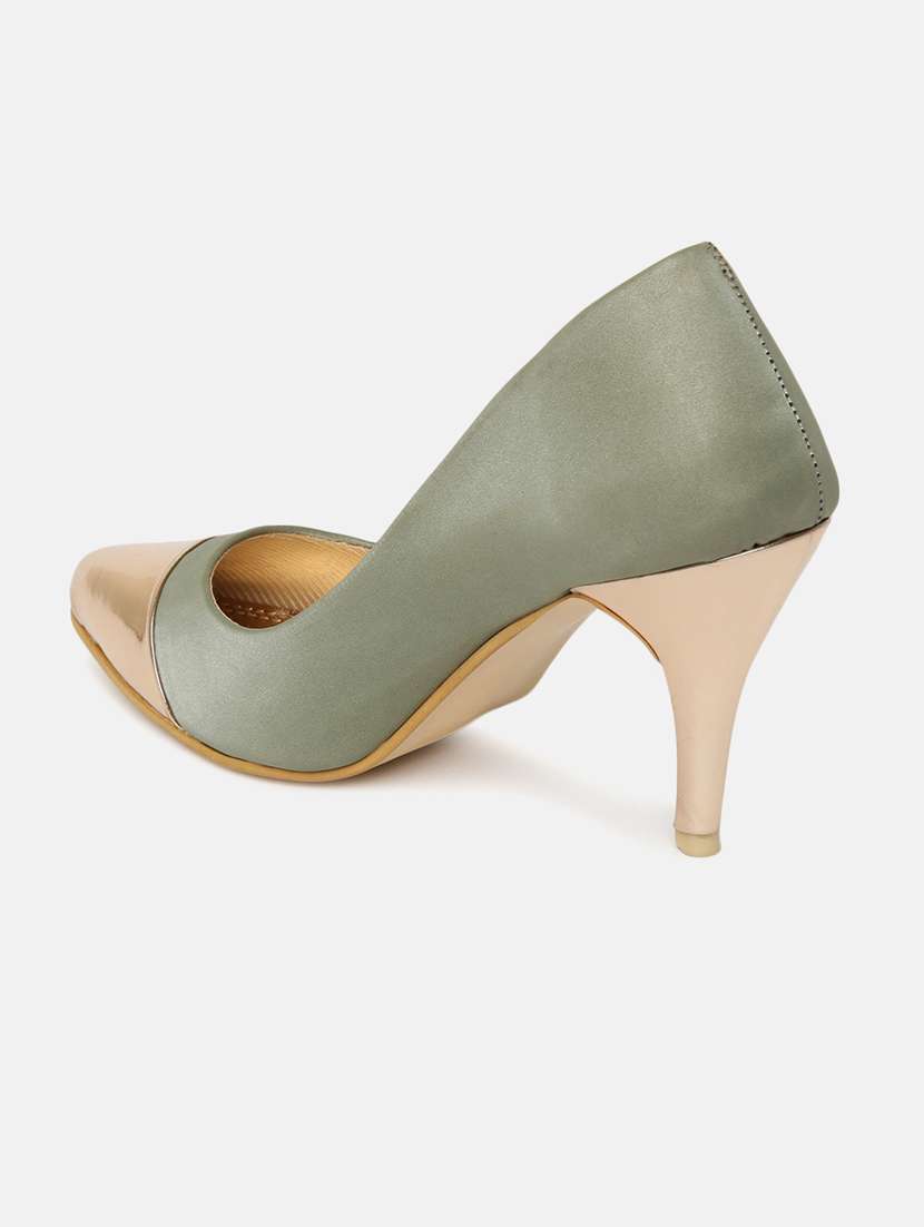 green faux leather slip on pumps - 19665897 -  Standard Image - 1