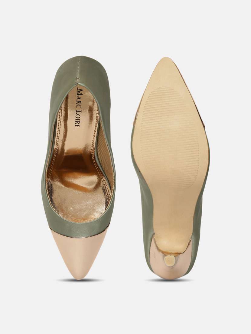 green faux leather slip on pumps - 19665897 -  Standard Image - 4