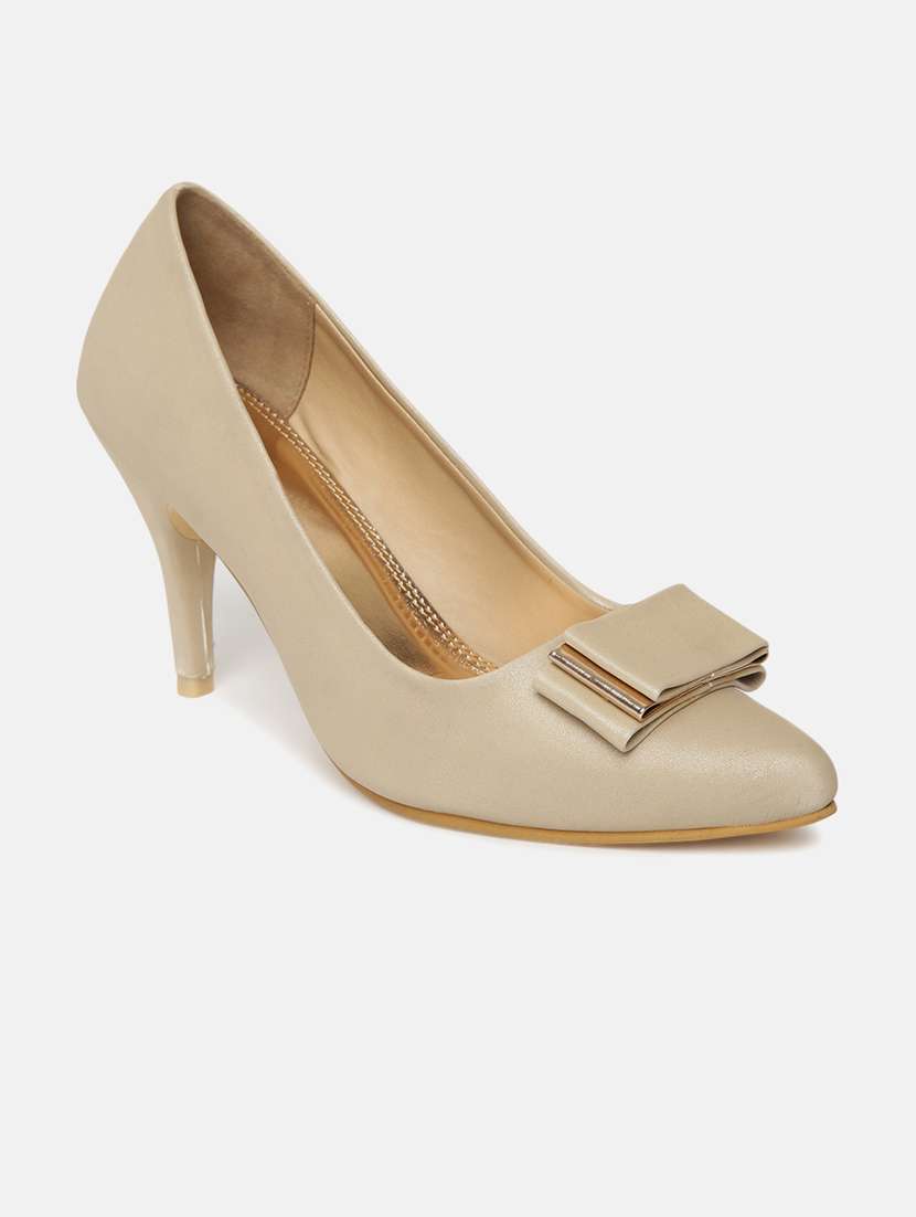 beige faux leather slip on pumps - 19665903 -  Zoom Image - 0