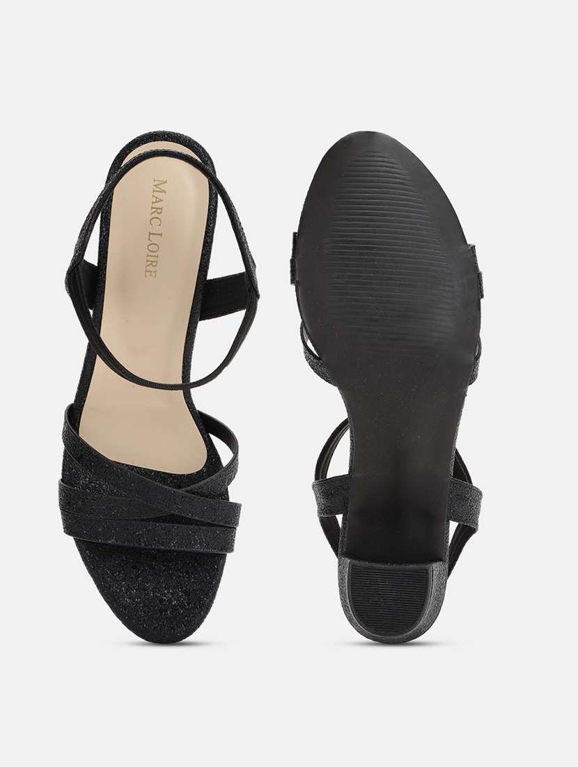 black pu back strap sandals - 19665908 -  Standard Image - 4