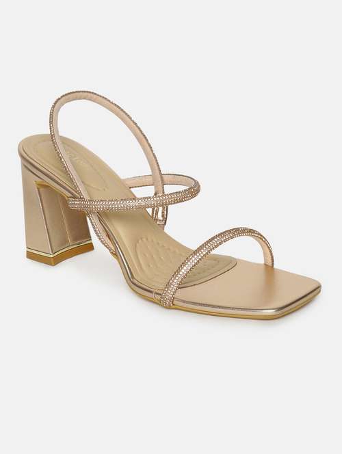 gold pu back strap sandals