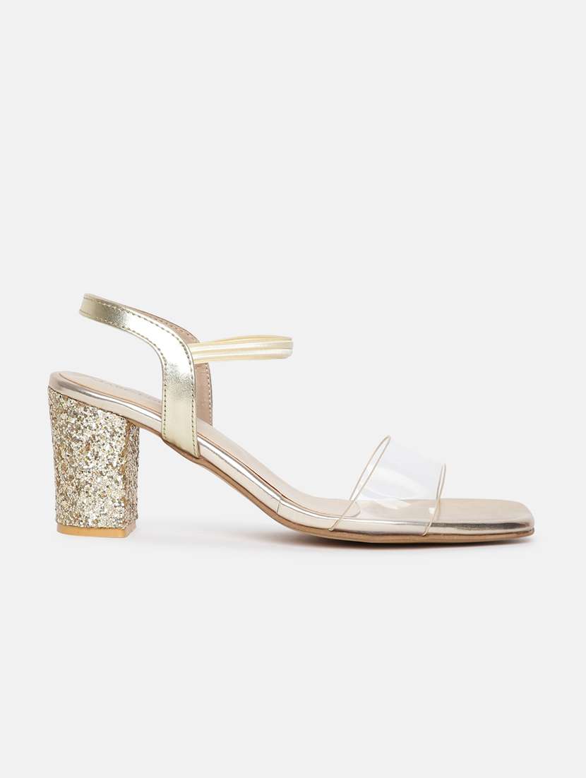 gold pu back strap sandals - 19666046 -  Standard Image - 1