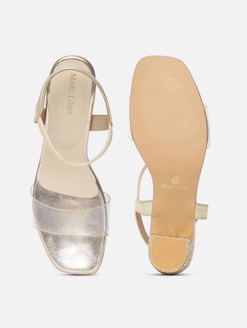 gold pu back strap sandals - 19666046 - Standard Image - 4